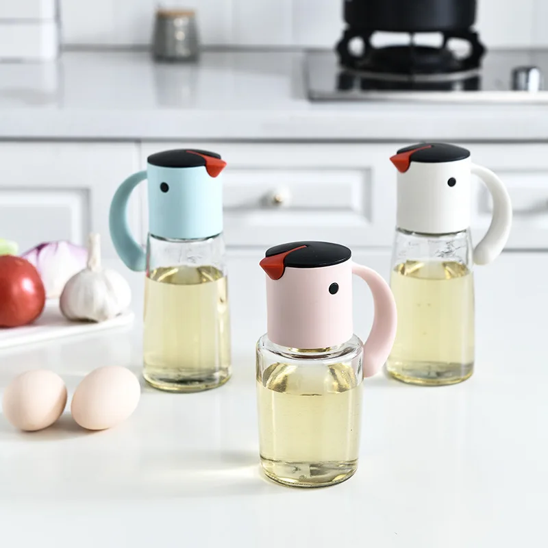 

Kitchen Glass Oil Bottle Dispenser Automatic Opening Closing Home Bottles for Oil and Vinegar Honey Olive Oil Container