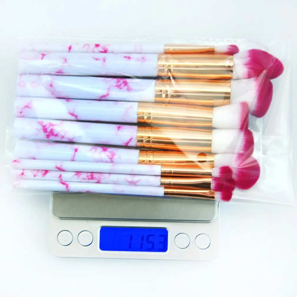 10 шт. набор кистей для макияжа креативная ручка мрамора из мягких волокон пудра