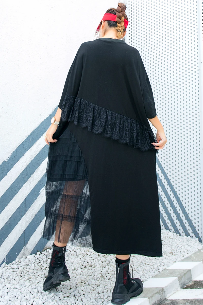 

Women's plus size dress Thailand tide brand women's clothing 2020 summer new loose animal pattern stitching lace dress