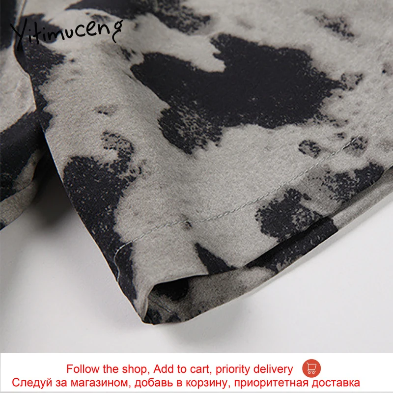 

Yitimuceng Vintage Floral Pint Blouse Women Drawstring Button Up Shirts Turn-down Collar Clothes 2021 Summer Fashion New Tops