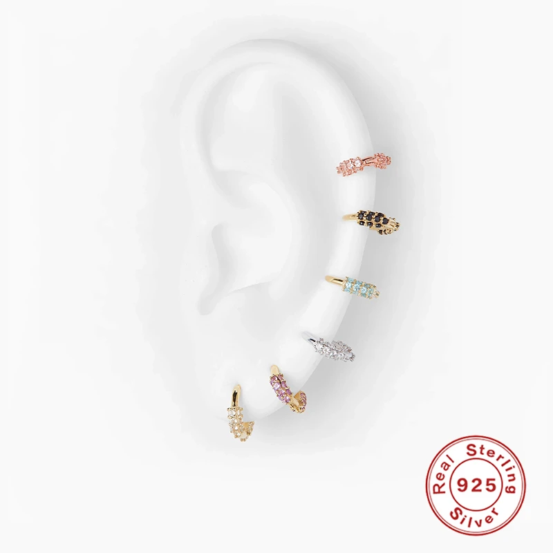 

Aide 925 Sterling Silver Gold Black Zircon Hoop Earrings Pendientes For Women Girls Birthday Anniversary Gift Earrings Oorbellen