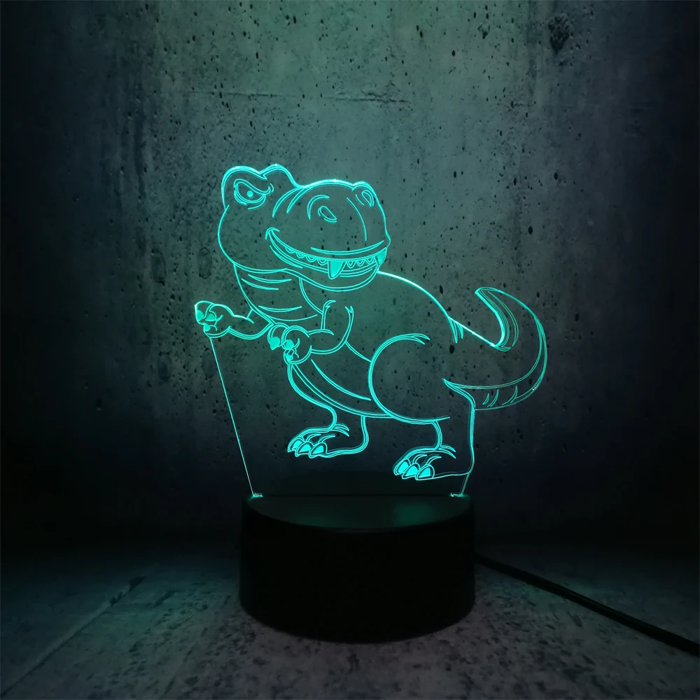 Новый любопытный мультяшный тираннозавр 3D лампа в форме динозавра игрушка 7