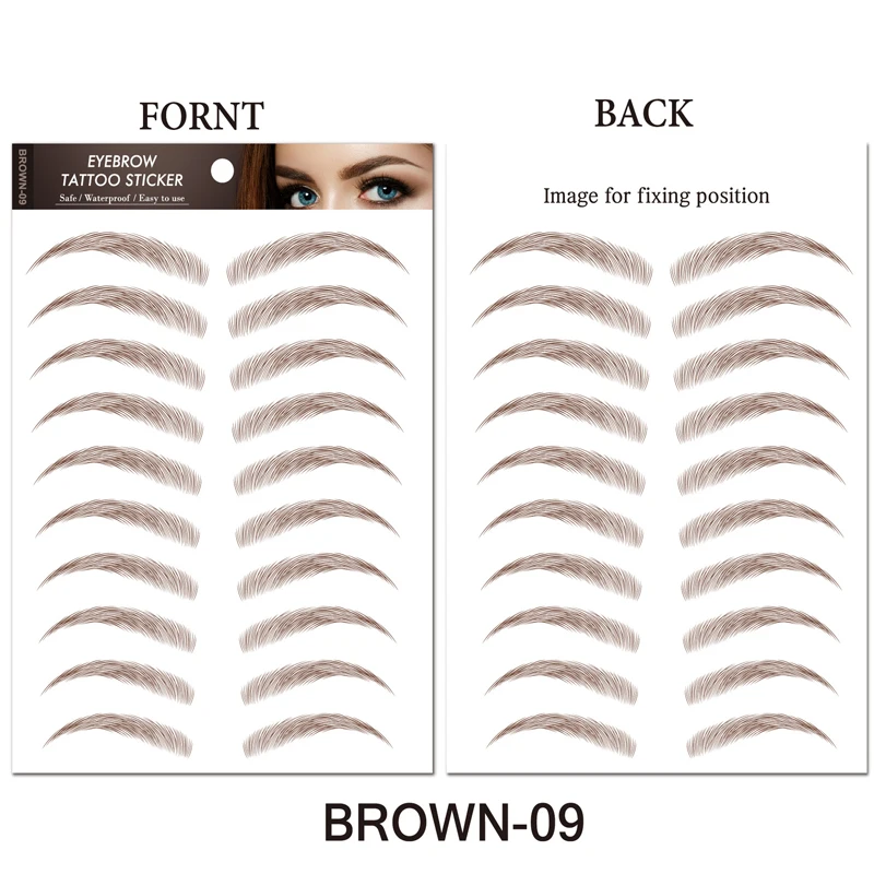 

6D imitation eyebrow tattoo stickers fake eyebrow waterproof durable makeup black brown eyebrow stickers