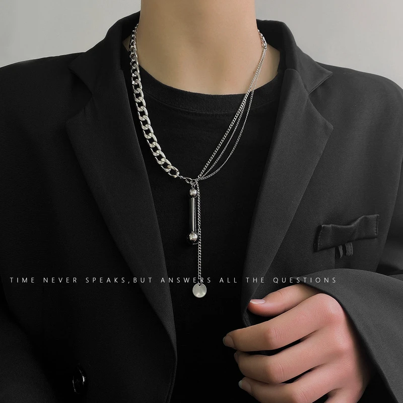 

POTCET Unisex Asymmetric Ball Necklace Pendant Clavicle Chain Geometric Fashion Hip Hop Party Jewelry