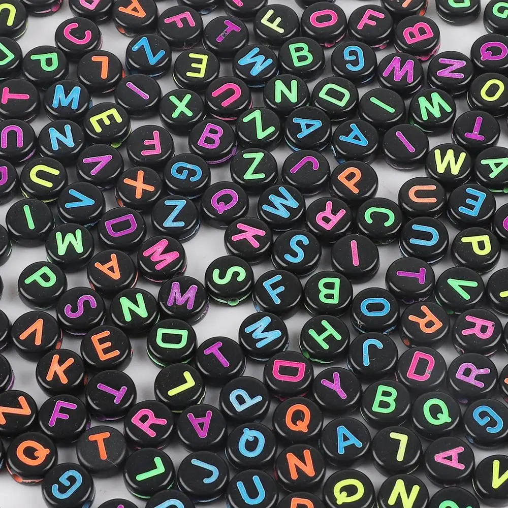 100pcs/lot 4x7mm Plastic &amp Acrylic Beads Round English Letters Loose For Jewelry Making Findings Necklace Bracelet Earring | Украшения и