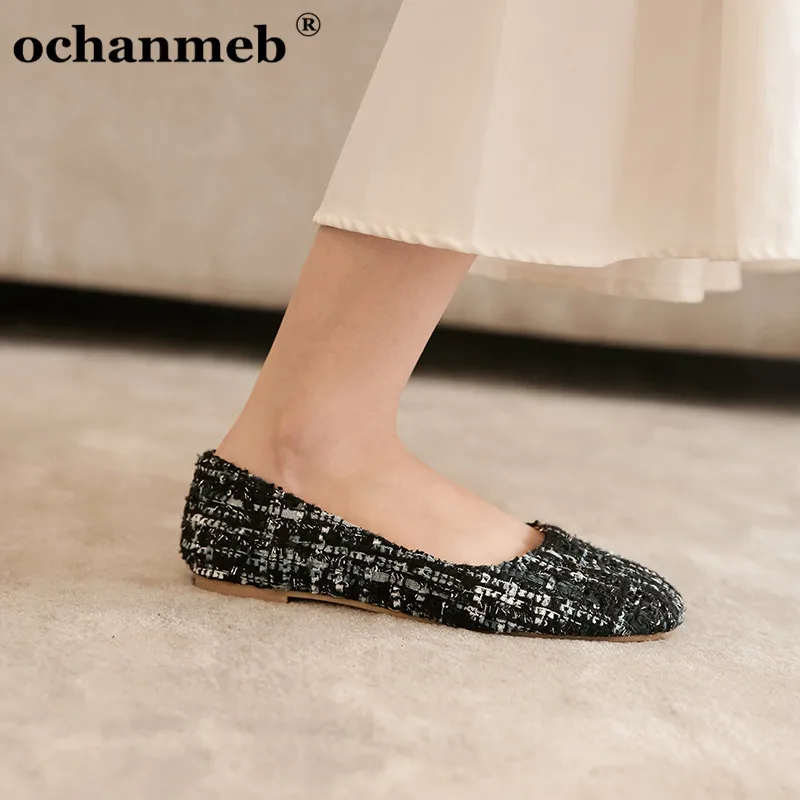 Ochanmeb/Женская твидовая обувь на плоской подошве Женская повседневная без