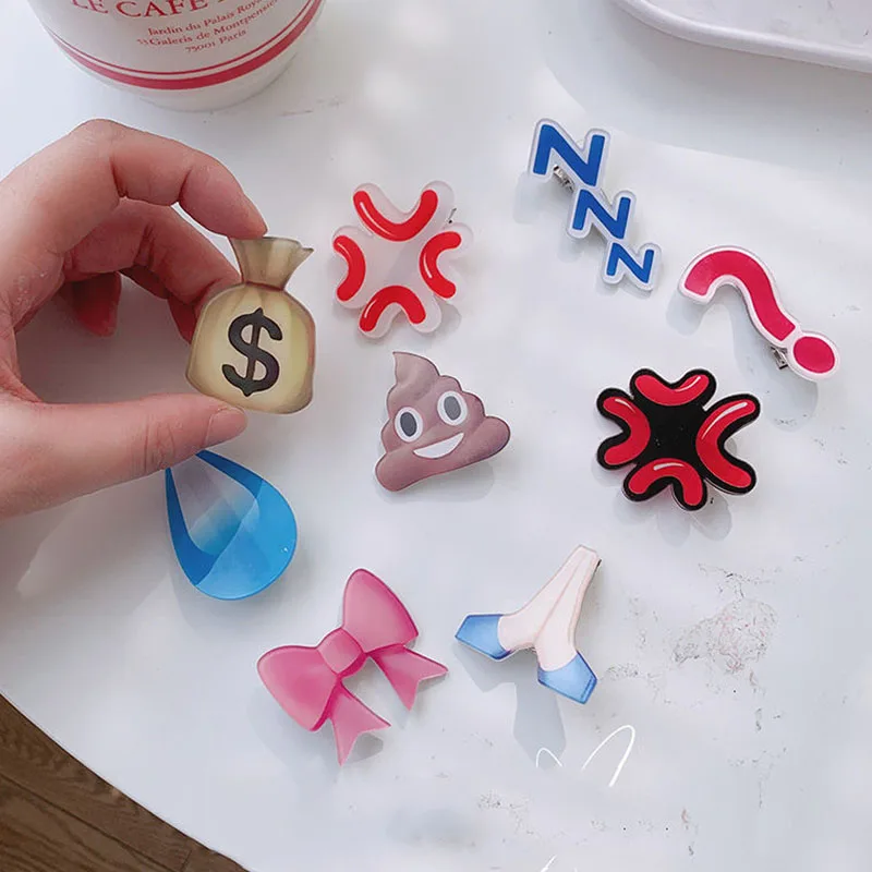 

1Pcs Fashion Emojied Hairpin Speechless Sweat Angry Water Drop Hair Clip For Cool Girls Funny Emoticons Hairpin Hair Accessories