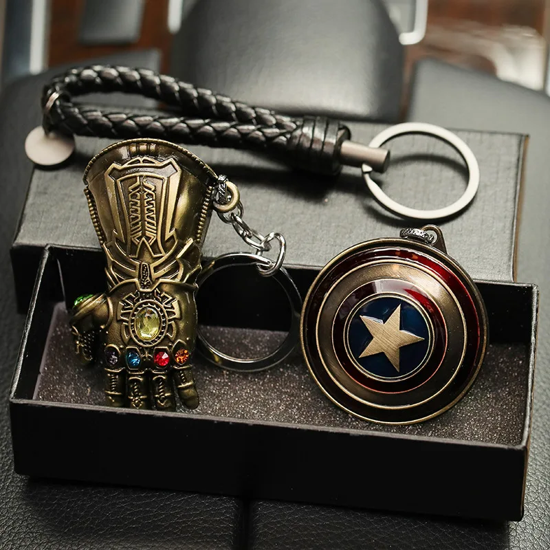 2pcs/set Marvels Action Figure Toy Thor Harmer Captain America Shield Keychains Super Hero Avengers Endgame Car Key Pendant Gift | Игрушки и