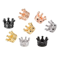 5pcs zircon crown charms pendant beads copper plated crafts for diy necklace jewelry making accessories
