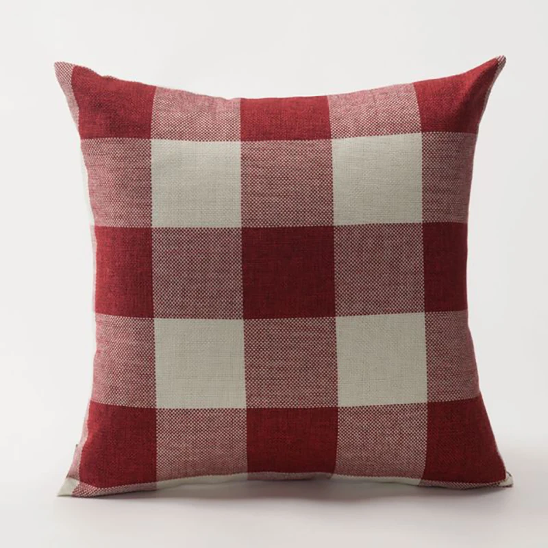 Льняная клетчатая наволочка для подушки 50*50 см декоративные наволочки дивана