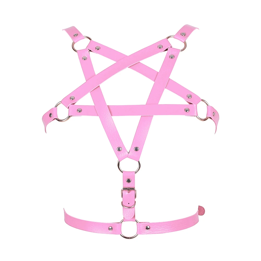 Handmade Pentagram Leather Body Harness Sexy Lingerie Gothic Leather Cage Fetish Bondage Underwear Punk Crop Tops Cage Bralette Handmade Pentagram Leather Body Harness Sexy Lingerie Gothic Leather Cage Fetish Bondage Underwear Punk Crop Tops Cage Bralette
