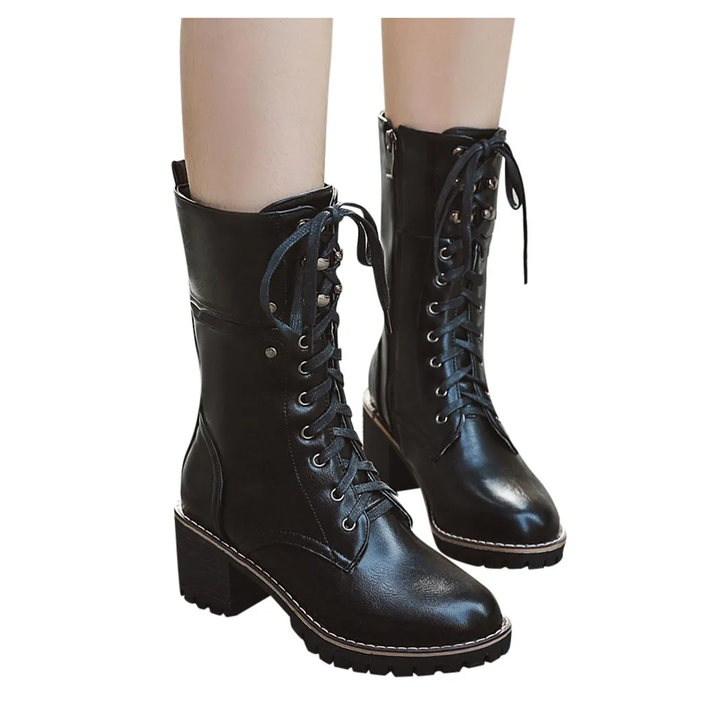 Женские коричневые высокие ботинки на шнуровке женские ботильоны до середины