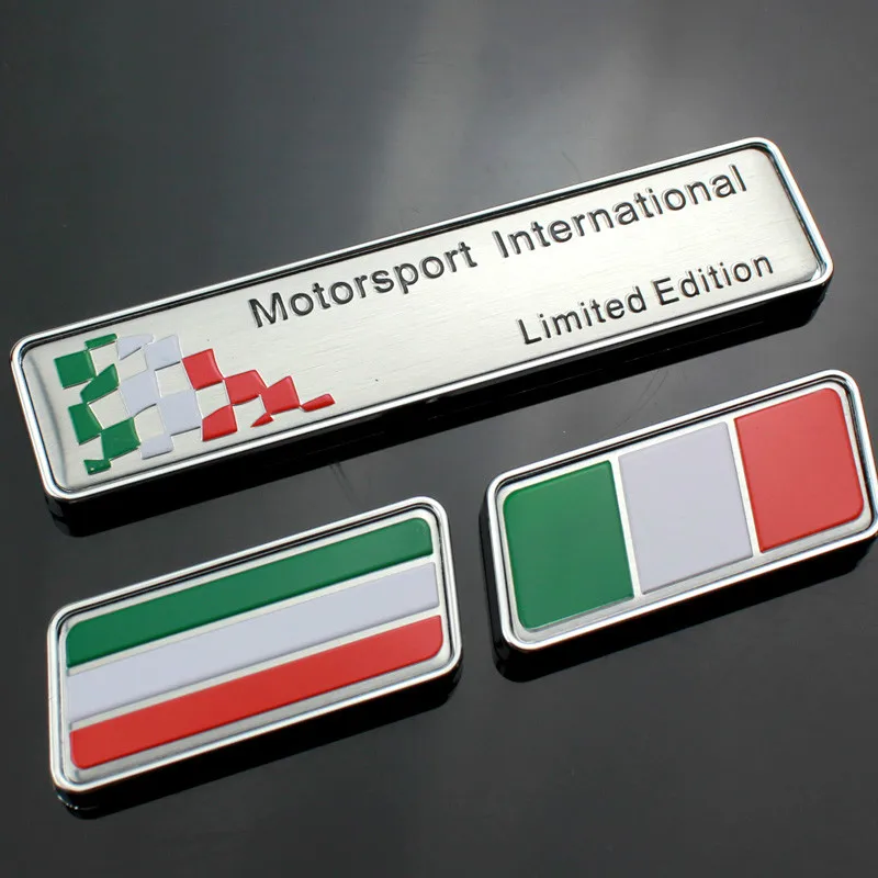 

1 Pcs Italy Motorsport International Limited Edition car emblem Italian flag fender tank stick Car Stickers Car Styling