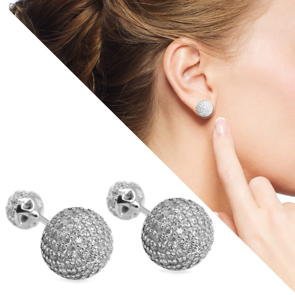 

Zircon Stone Sphere Design 925 Sterling Silver Earrings