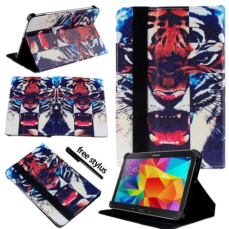Tiger KK&LL для samsung Galaxy Tab 4 10,1 SM-T535 SM-T533 SM-T536-Кожаная подставка для планшета Чехол-книжка чехол+ Бесплатный стилус - Цвет: Tiger