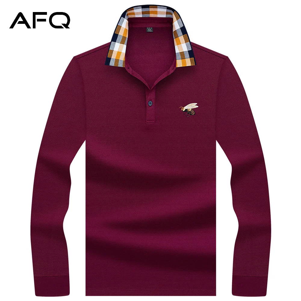 

Popular Men's Long-sleeved T-shirt Paul Lapel Solid Colour Fashion Polo Shirt Body Shirt European Youth T-shirt Tide