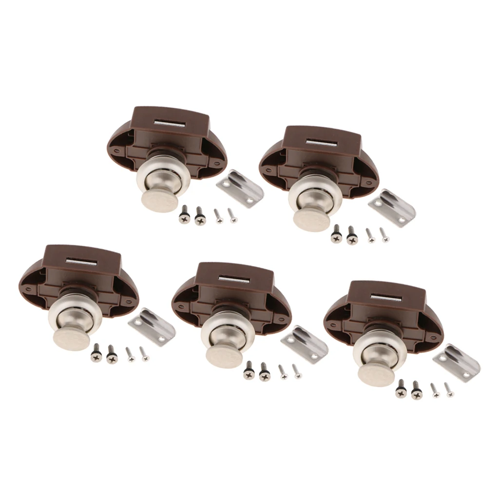 5 Sets Keyless Push Button Latch 304 Stainless Steel for RV Motor Home Camper Caravan Cupboard Lock - Pearl Nickel | Автомобили и