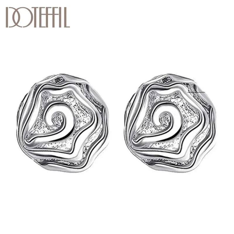 

DOTEFFIL 925 Sterling Silver Rose Flower Earrings Charm Women Fashion Jewelry Wedding Party Gift