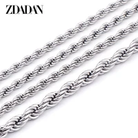 zdadan 4mm stainless steel punk twist necklace for men women fashion party jewelry gift wholesale