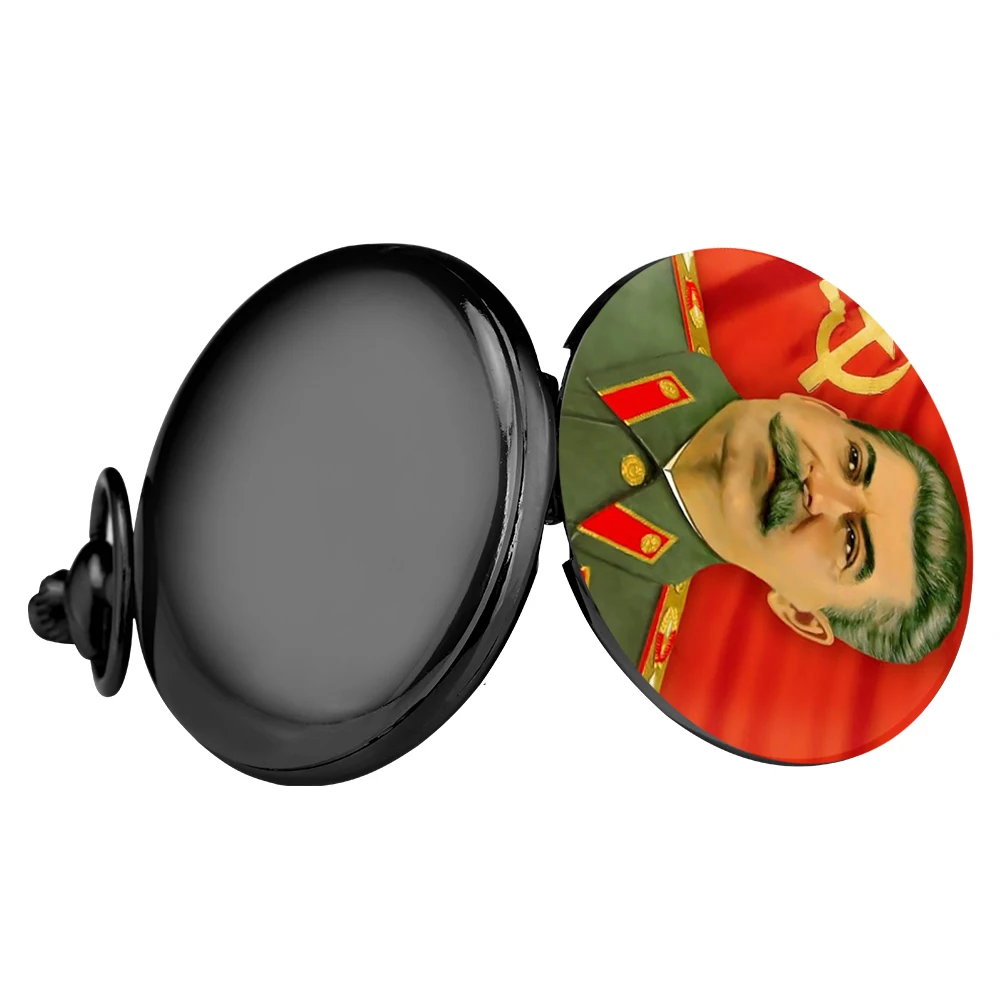 

Classical Stalin CCCP Logo Quartz Pocket Watch Soviet Black Smooth Pendant Watches Casual Clock Fob Chain Steampunk Gifts 2020