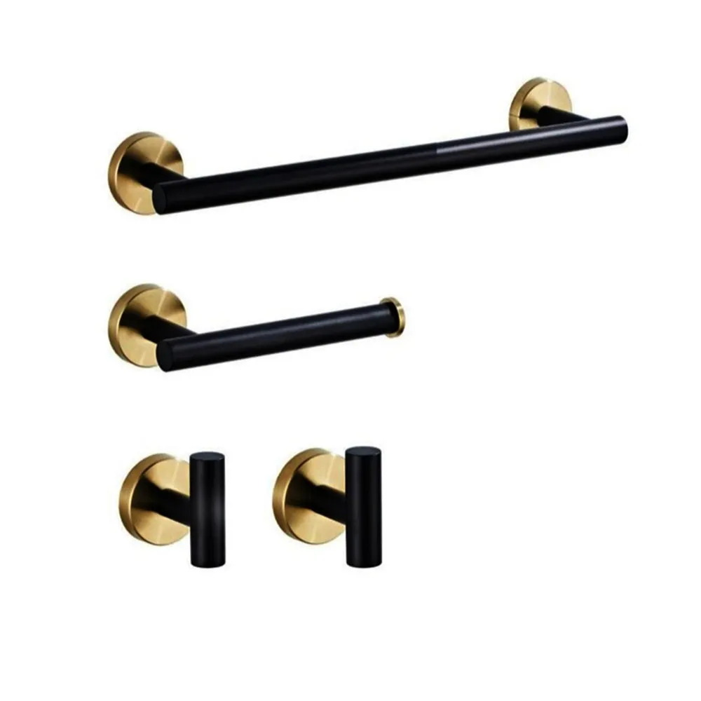 

Bathroom Hardware Set Toilet Paper Holder Towel Hooks Stainless Steel Gold Bathroom Accessories Kit