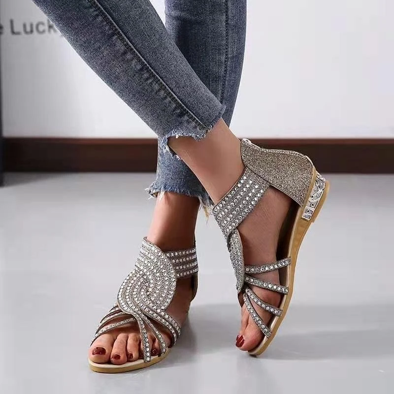 

Summer 2021 new women's sandals large ROMAN SANDALS versatile temperament wedge open toe women's shoes