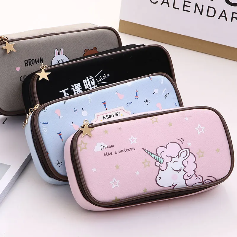 Большая кожаная ЕДИНОРОГ розовый школьный пенал для карандашей девочек детей