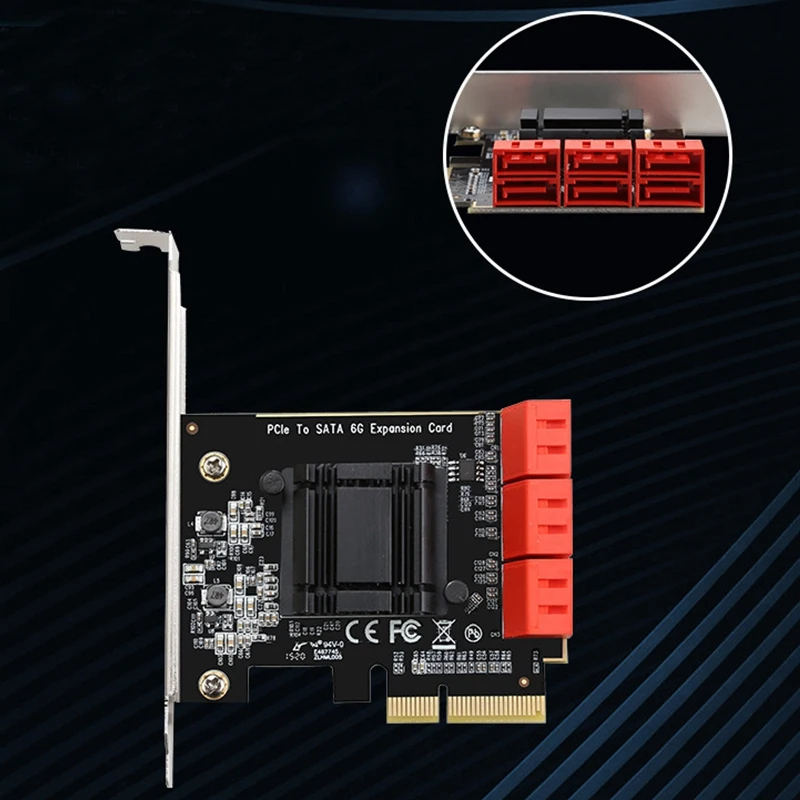 

PCIe SATA3.0 Adapter Card 6 Port 6 Gbps PCIe to SATA Controller Expansion Card ASM1166 Chip Support for Windows MAC