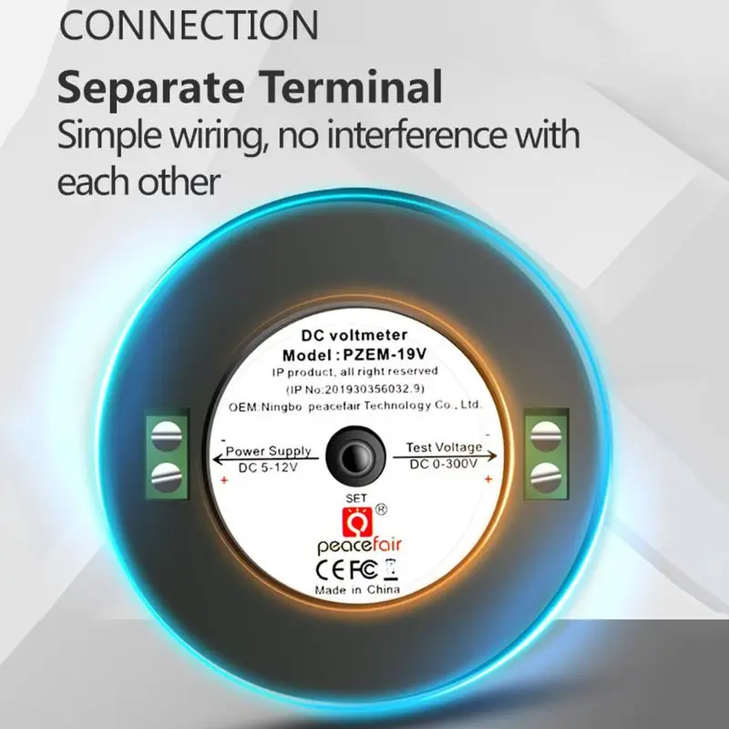 

DC 0-300V Voltmeter Car Voltage Monitor LCD Display Round Panel Meter Volt Gauge 964E