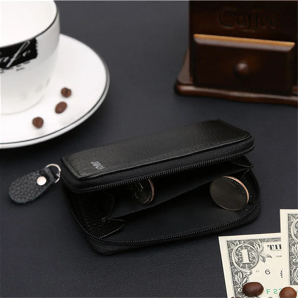 1PC Short Paragraph Men's Business Leather Small Wallet Credit Cards Holder Money Pockets Coin Purse Black Change Pouch | Багаж и