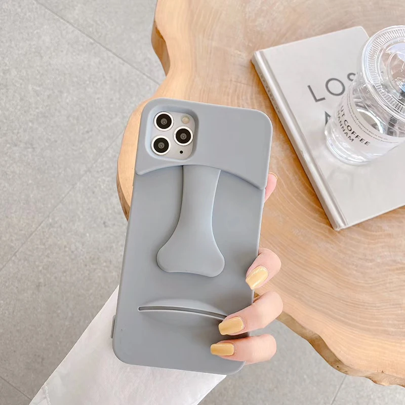 

Hot Moai Easter Island Giant Stone Statue Soft Silicon Phone Case for Apple Iphone 7 8 Plus X XS XR MAX 11 Pro 12MiNi SE Cover
