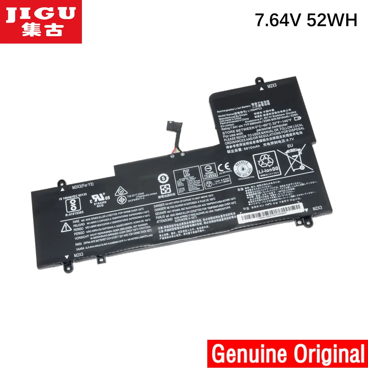 Оригинальный аккумулятор JIGU для ноутбука 5B10K90802 L15L4PC2 L15M4PC2 7 64 в 52 Вт/ч Lenovo йоги