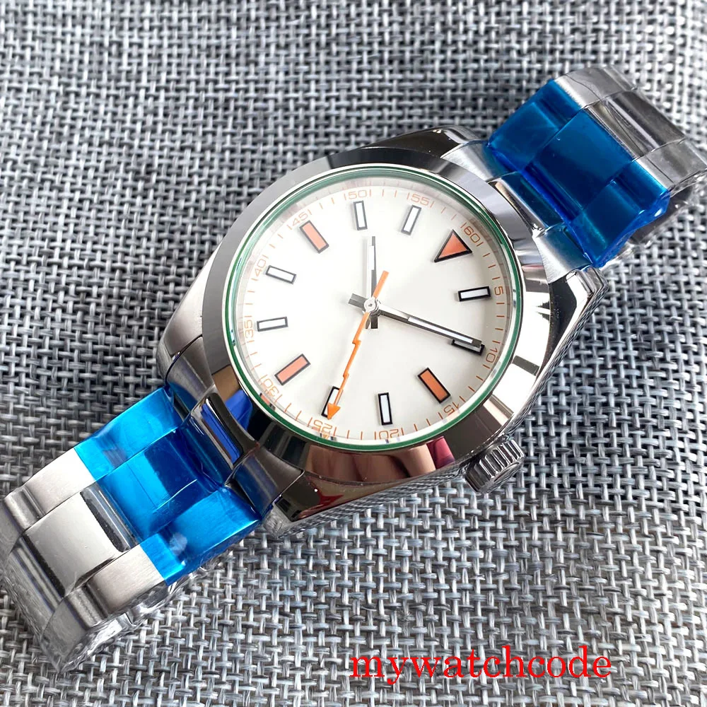40mm PARNIS White Dial Sapphire Glass Polished Bezel Flash Second Hand MIYOTA 8215 Movement Automatic Men Watch | Наручные часы