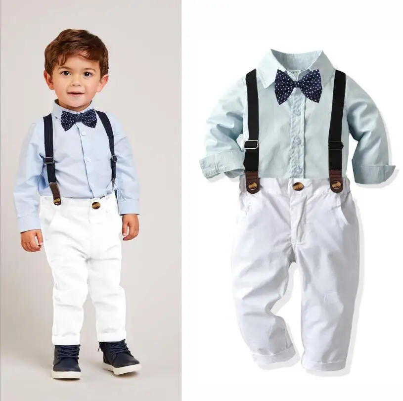 Baby boy clothing Suit Boy clothes wedding Bow tie gentleman baby Birthday banquet Full dress Rompers Children's wear PCS stripe |