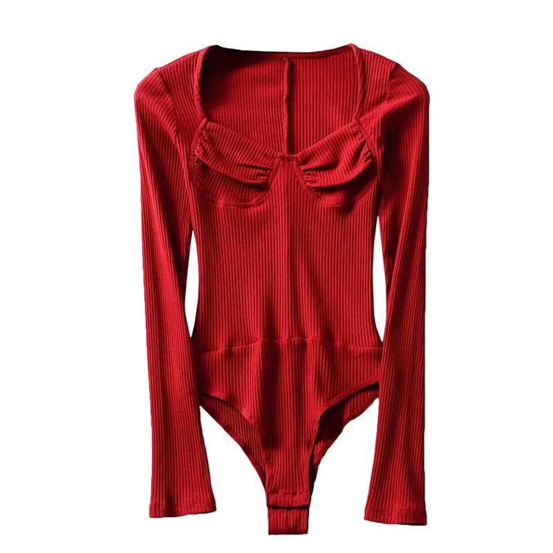 

French retro square collar short-sleeved three-dimensional chest shape slimming versatile T-shirt 5 color jumpsuit woman