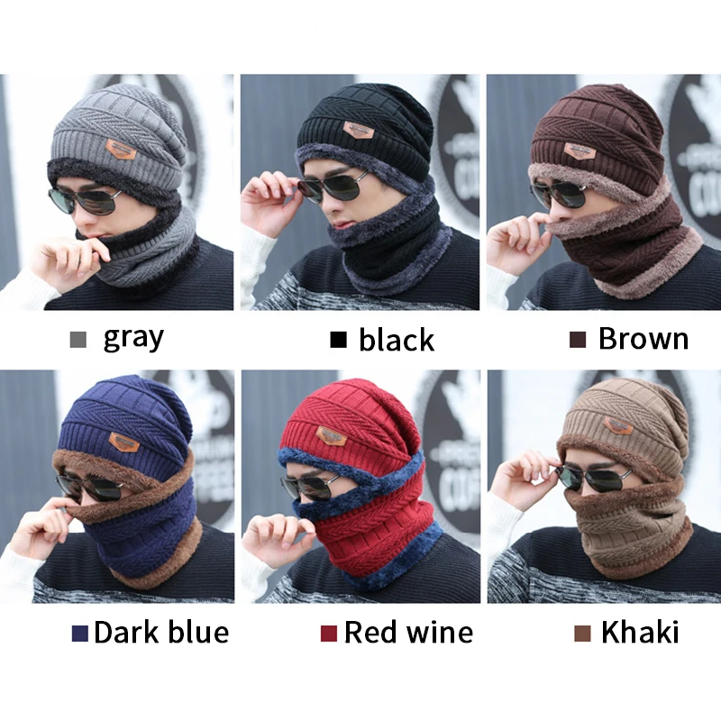 Зимняя Шапка-бини из кораллового флиса мужская шапка-шарф теплая дышащая