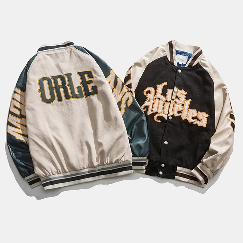 

Embroidery Baseball Jacket Men Spring&Autumn Couple Patchwork Casual Bomber Jacket Unisex College Style Streetwear 2021 NEW
