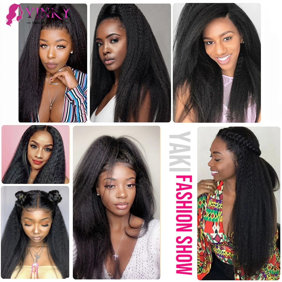 360 Lace Frontal Wig 250 Density Kinky Straight Cheap Front Wigs For Women Human Hair Black Pre Plucked | Шиньоны и парики