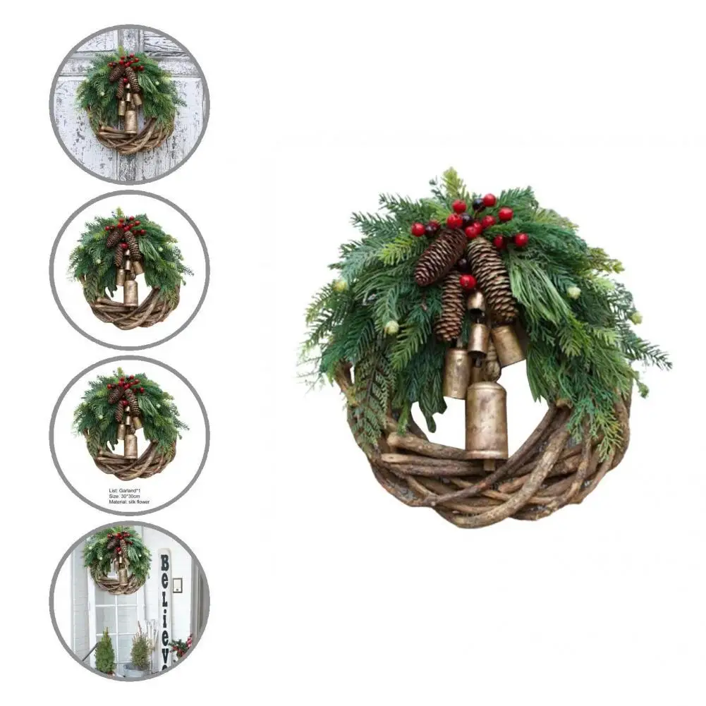 

Excellent Artificial Red Berries Hanging Fake Garland Lightweight Front Door Wreath Eco-friendly for Dorm
