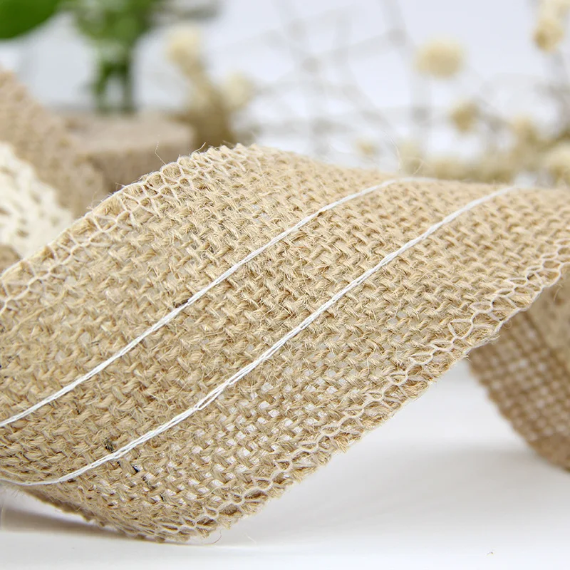 2м 5см ширина натуральной бечевки с белыми кружевными обшивками для свадебного декора, ручной работы, для домашней вечеринки.