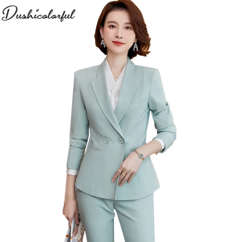 

Women Elegant Jacket Long Sleeve Notched Blazer Fashion Work Wear Keep Slim Office Lady Coat Outwear Double Breasted Top