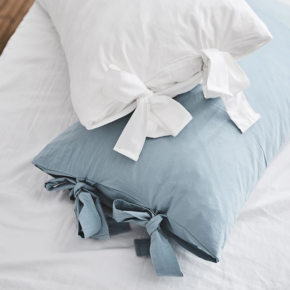 

100% Cotton Pillowcase Solid Color Simple Soft Pillow Cover Washable Decorative Pillowcase Home Bedroom Hotel Sleep Pillow Case