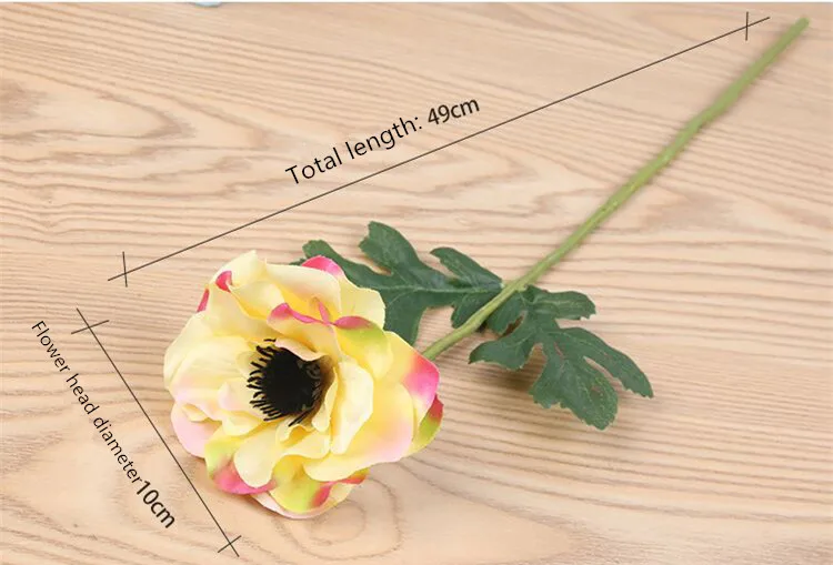 

15pcs / Lot Simulation Silk Single Head Anemone Flower Home Living Room Decoration Fake Flowers Wedding Party Background Props