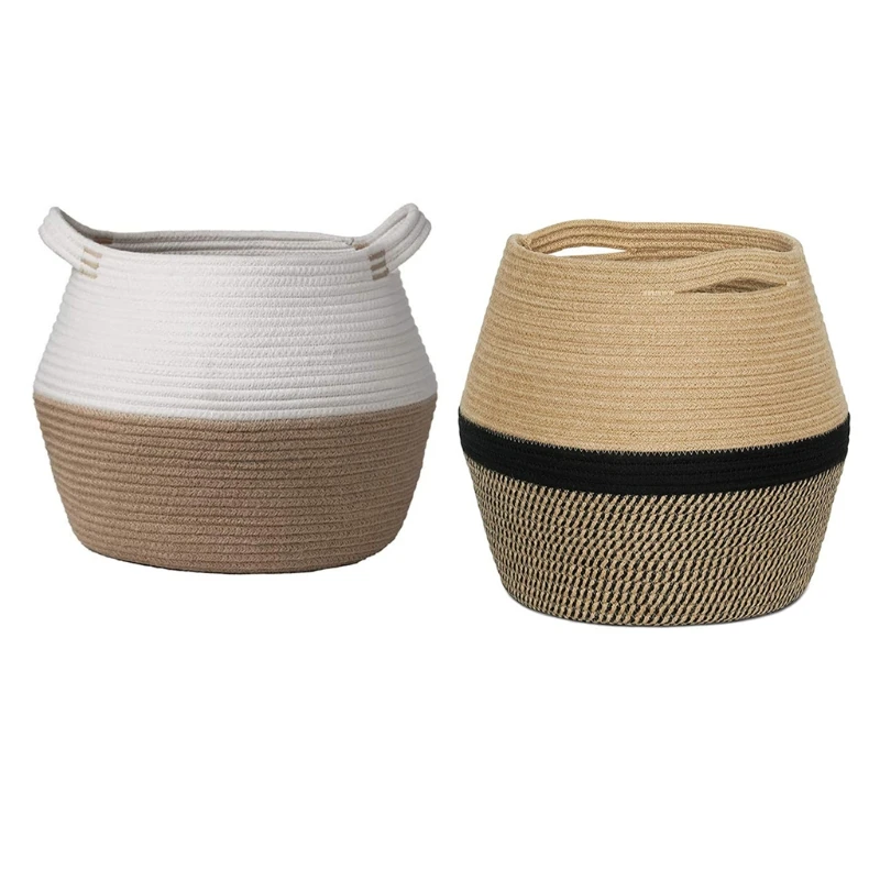 

LXAF Plant Flower Decorative Basket Home Laundry Basket Cotton Rope Plant Basket for Planters Flower Pot