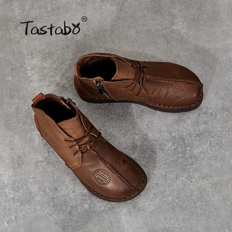 Женские ботинки ручной работы Tastabo ботильоны из натуральной кожи на плоской - Фото №1