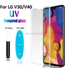 20D изогнутые УФ жидкое Полный Клей закаленное Стекло чехол для LG V30 V40 пленка с полным покрытием UV стеклянная пленка для LG V30 V40 Экран протектор