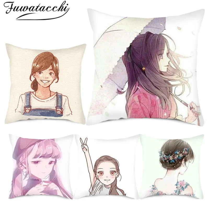 Fuwatacchi милые подушки для девочек крышка ручной росписью узор Подушка Чехол дома