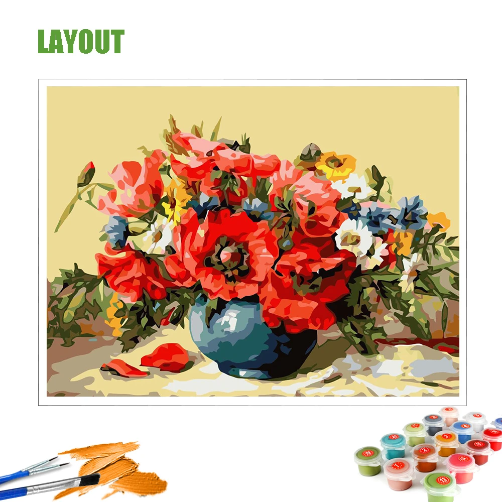 HUACAN Paint By Number Flower Drawing On Canvas DIY Pictures Numbers Kits Hand Painted Painting Flowers Gift Home Decor | Дом и сад