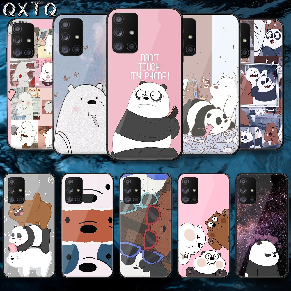 

QXTQ Three Bare Funny Bear Tempered Glass Phone Case Bag Cover For Samsung Galaxy A 10 12 20E 21 30 32 50 40 51 52 70 71 72 Etui