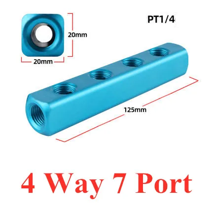 4 Way 7 Port 1/" PT резьбовой порт 2 3 4 5 6 7 8 9 способ Пневматический быстрый соединитель воздушный шланг алюминиевый коллектор блок сплиттер дистрибьютор - Цвет: 4 Way 7 Port